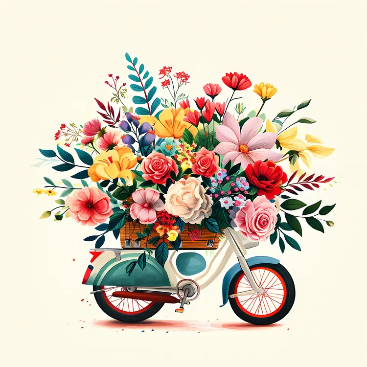 Vintage Bicycle with Colorful Flowers
