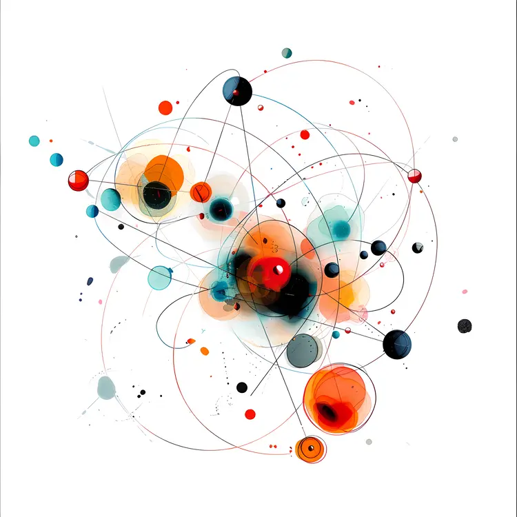 Abstract Atom Illustration with Electrons and Nucleus