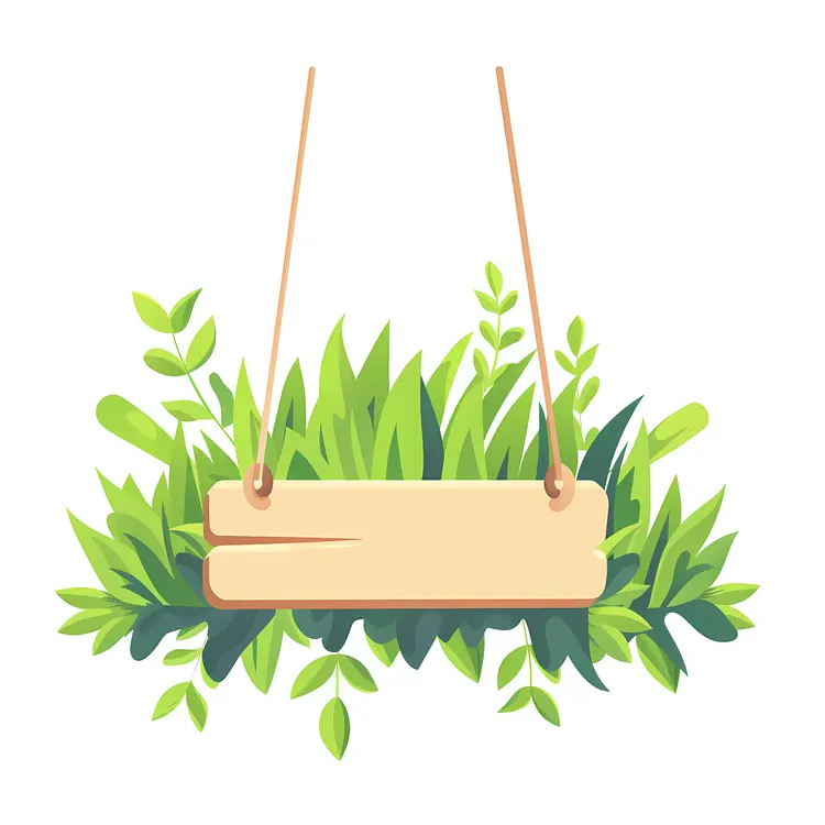 Wooden Sign Hanging Among Green Leaves