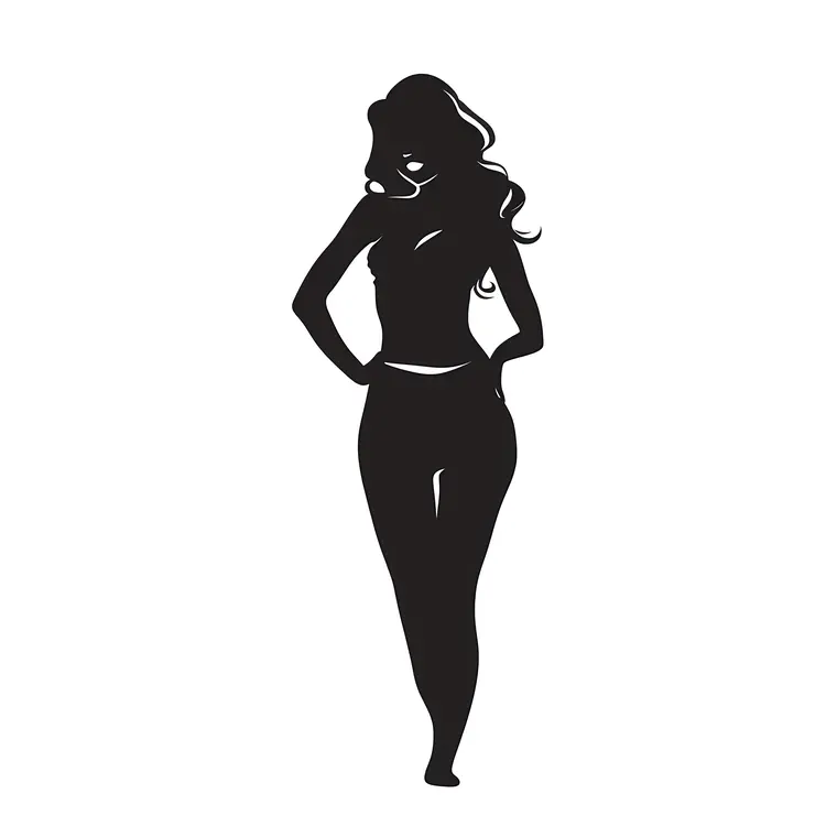 Elegant Silhouette of a Woman in a Dress