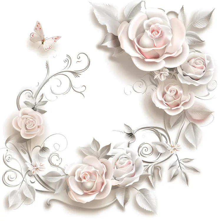 Elegant White Roses with Butterfly