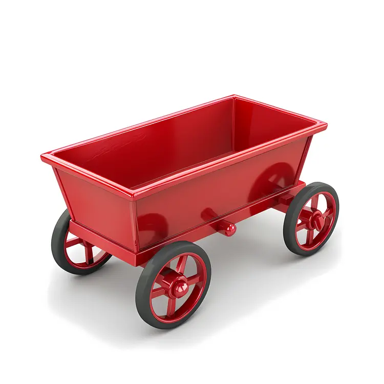 Shiny Red Metal Cart with Wheels