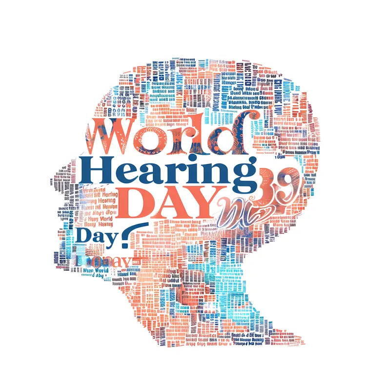 World Hearing Day Text Stamp