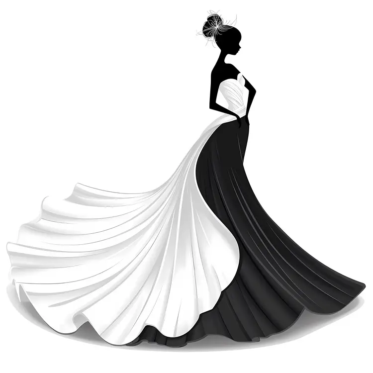 Elegant Black and White Dress Illustration