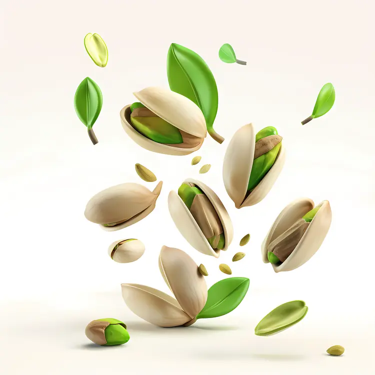 Floating Pistachios with Leaves