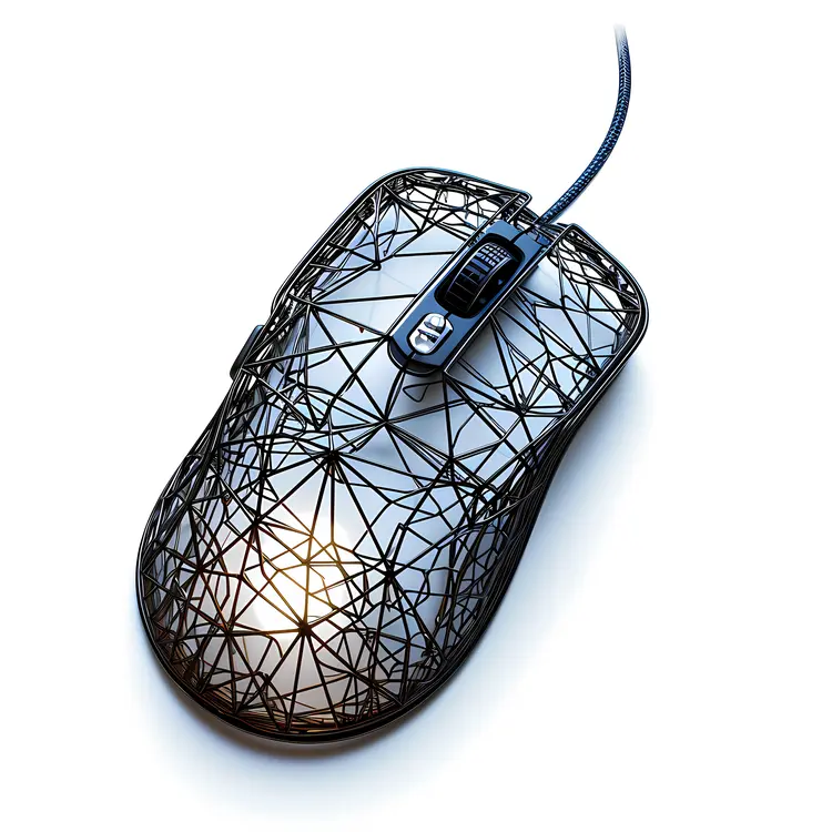 Wireframe Mouse with Glowing Design