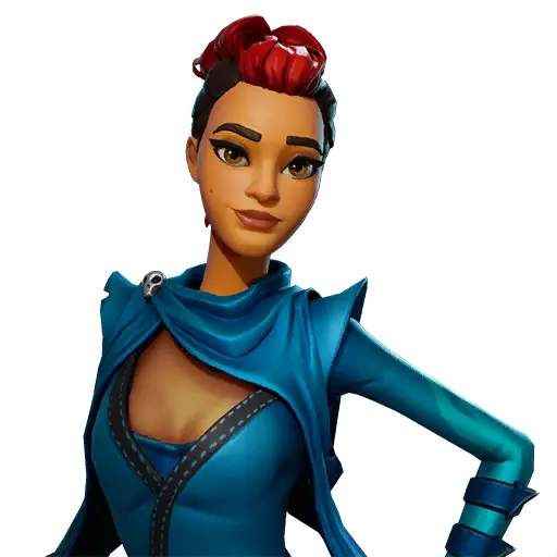 Animated Character with Red Hair in Blue Outfit