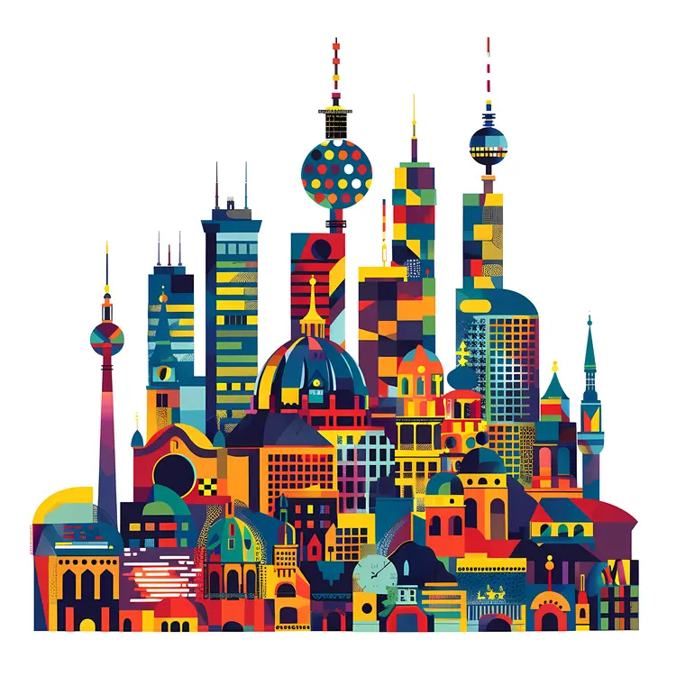 Vibrant Urban Cityscape Illustration