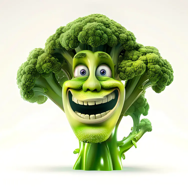 Smiling Broccoli Cartoon