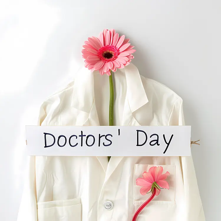 Doctor's Coat with Flowers for Doctor's Day