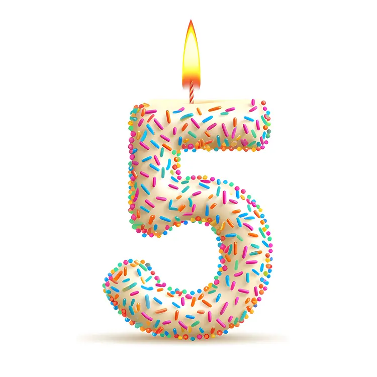 Number 5 Candle with Sprinkles