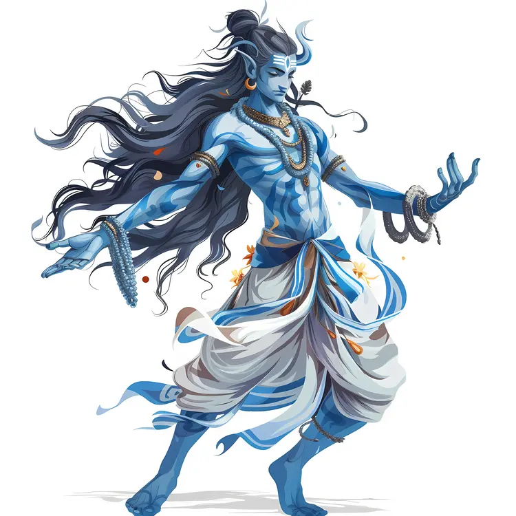 Dancing Divine Figure with Flowing Hair