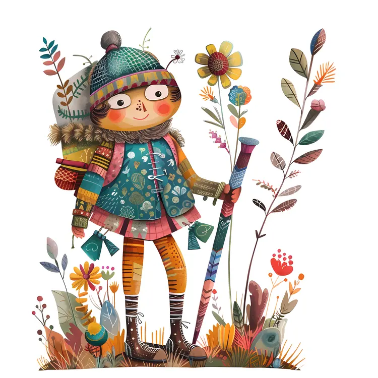 Colorful Hiker with Backpack