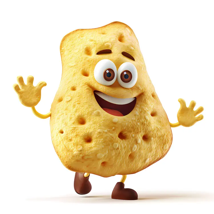 Smiling Nacho Chip Cartoon Character