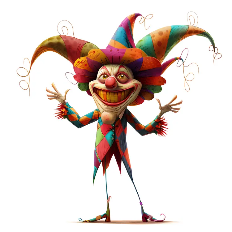 Colorful Jester with Big Smile