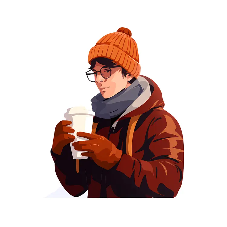 Person in Glasses Holding Coffee Cup