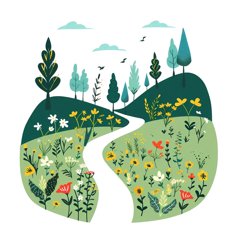 Meadow with Flowers and Trees