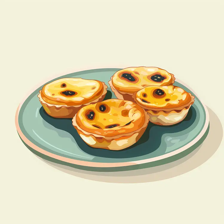 Delicious Custard Tarts on a Plate