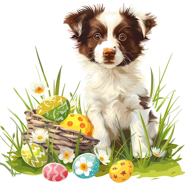 Puppy with Easter Basket