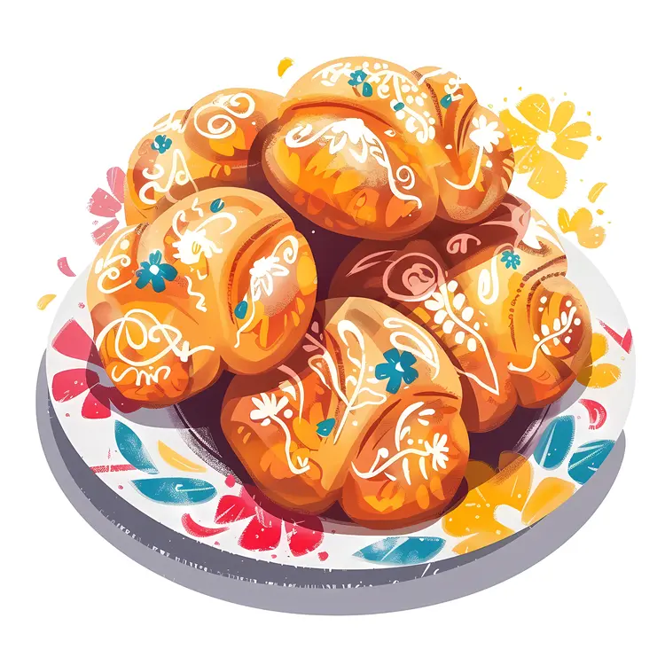 Beautifully Decorated Bread on a Plate