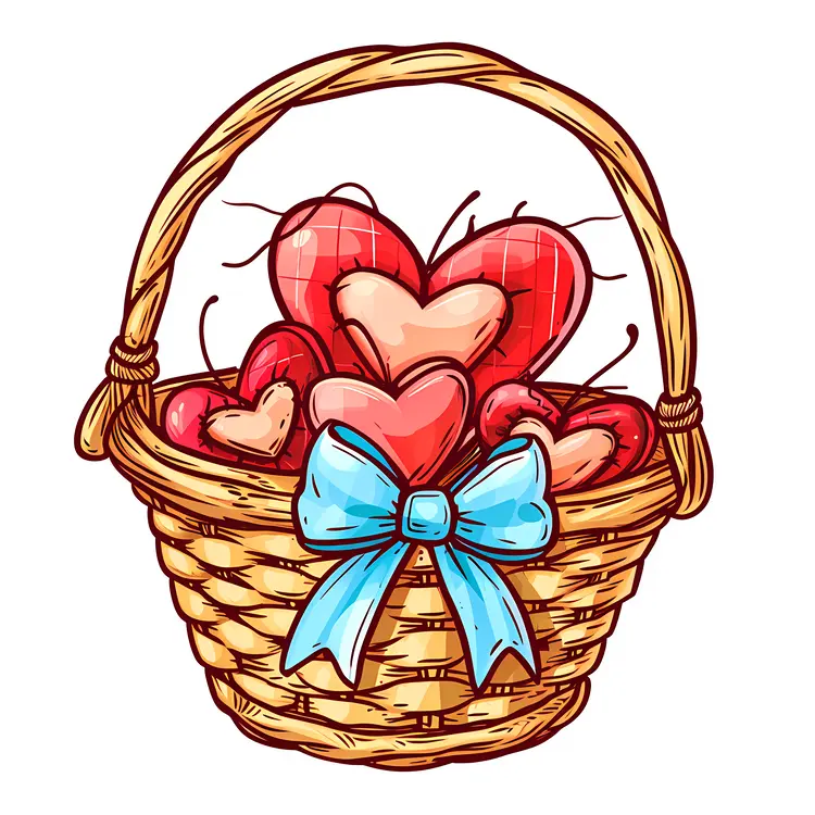 Heart Basket with Blue Bow for Valentine's Day