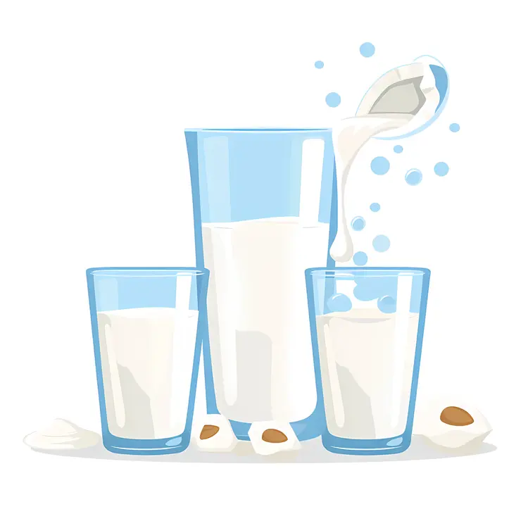 Illustration of Milk Being Poured into Glasses