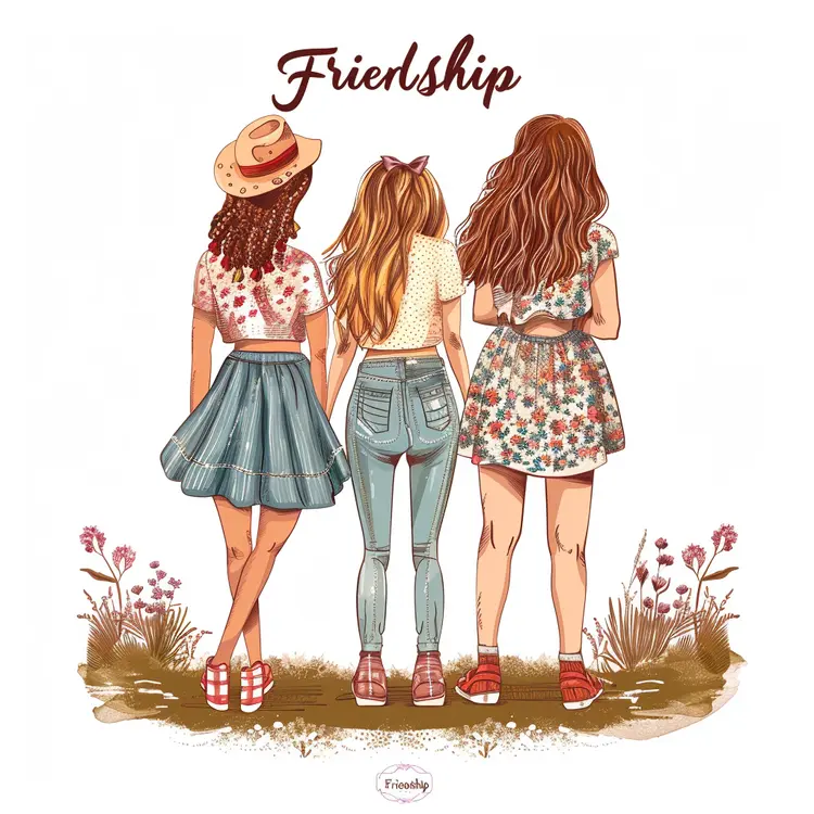 Colorful Illustration of Three Friends