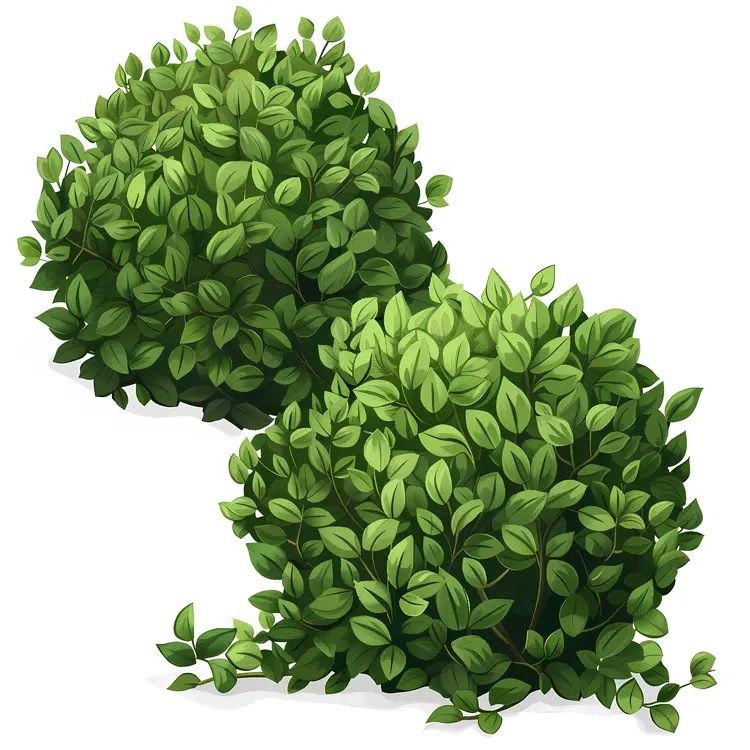 Two Green Bushes with Dense Leaves