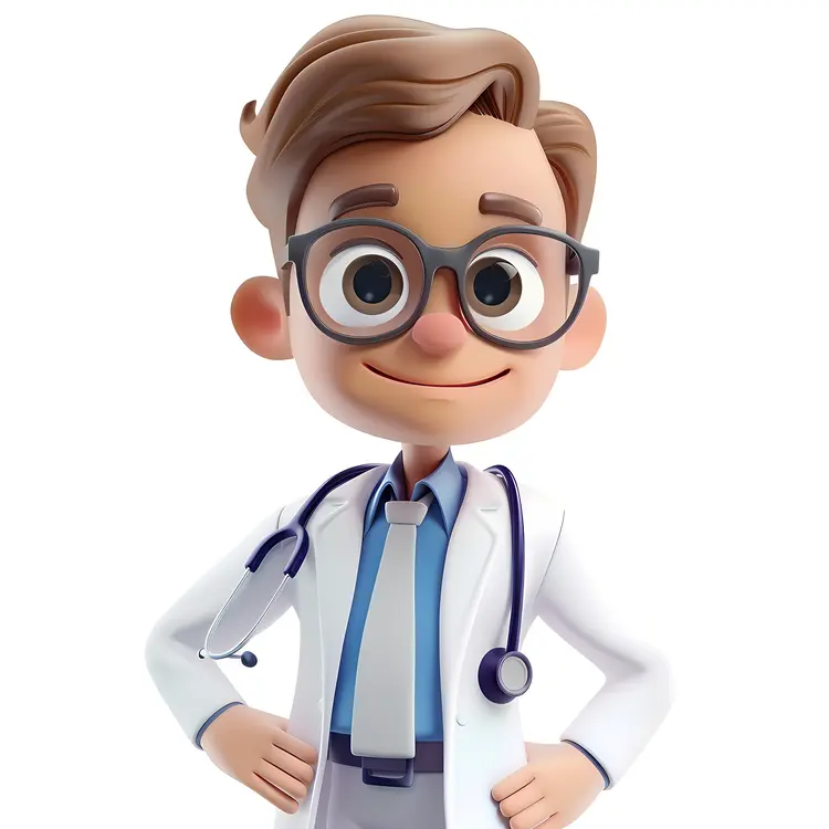 Cute Cartoon Doctor with Glasses