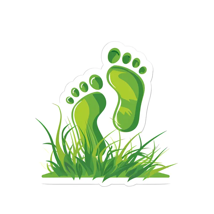 Green Footprints Emerging from Grass