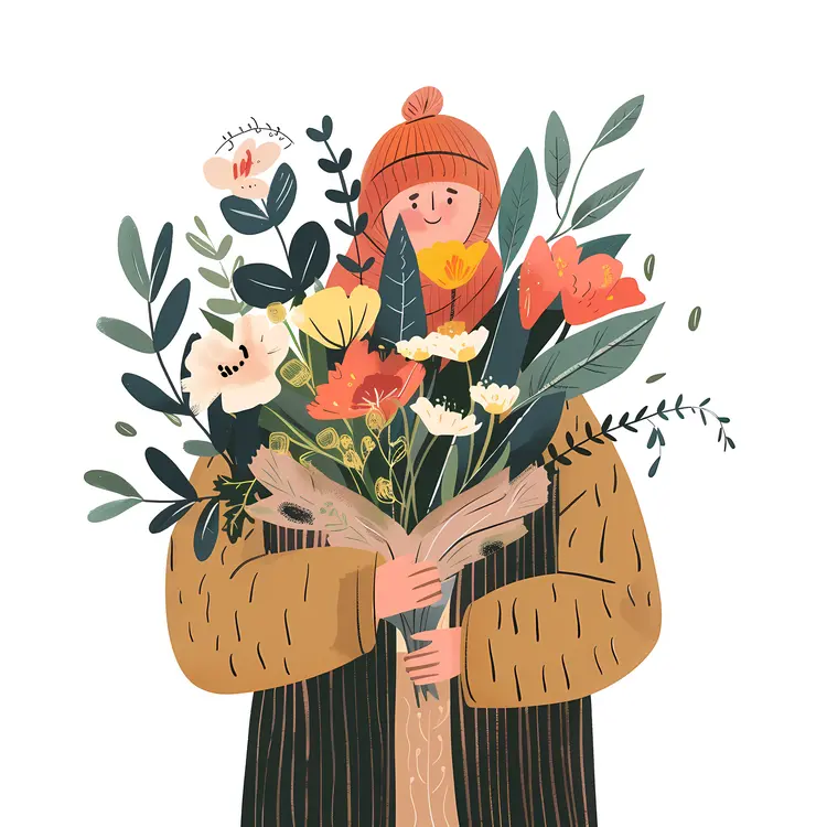 Person Holding a Colorful Flower Bouquet