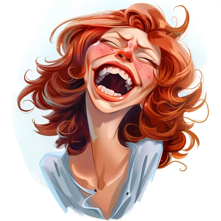 Laughing Woman with Big Smile and Red Hair