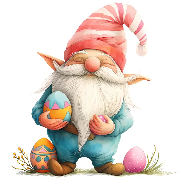 Gnome Holding Easter Eggs