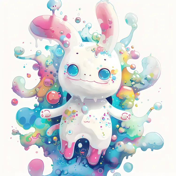 Cute Bunny with Colorful Background