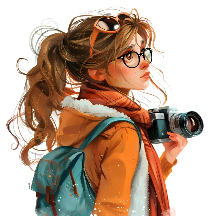 Girl with Camera and Glasses
