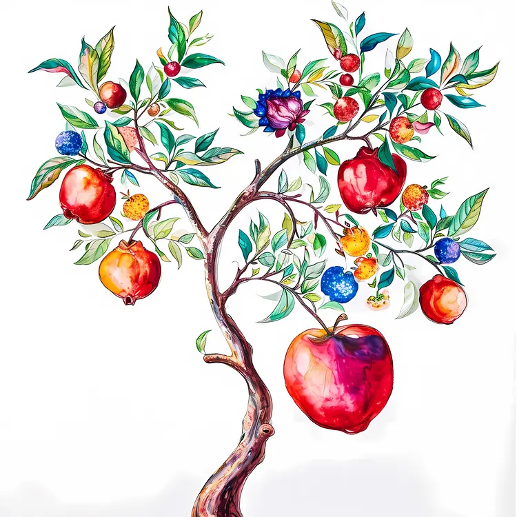 Colorful Fruit Tree with Various Fruits
