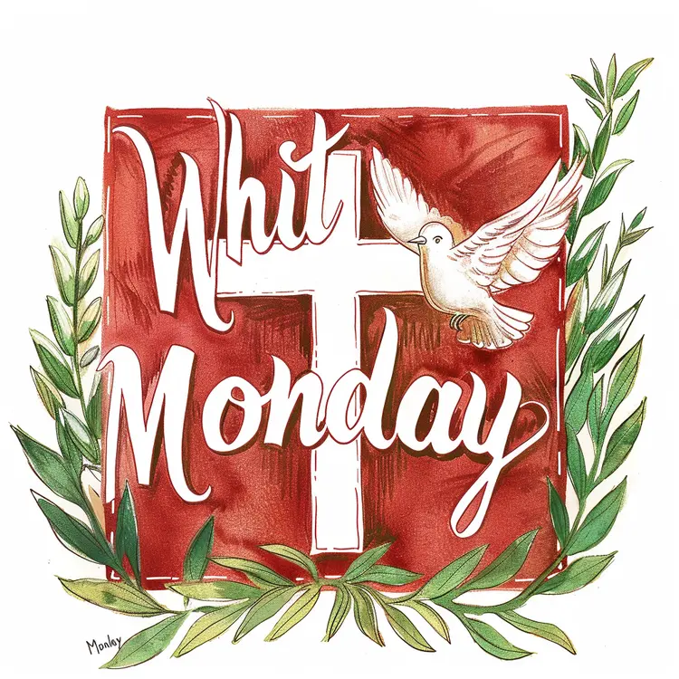 Whit Monday Cross with Dove and Leaves