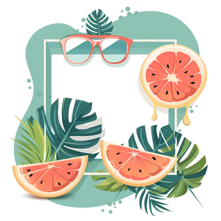 Watermelon and Leaves Summer Frame