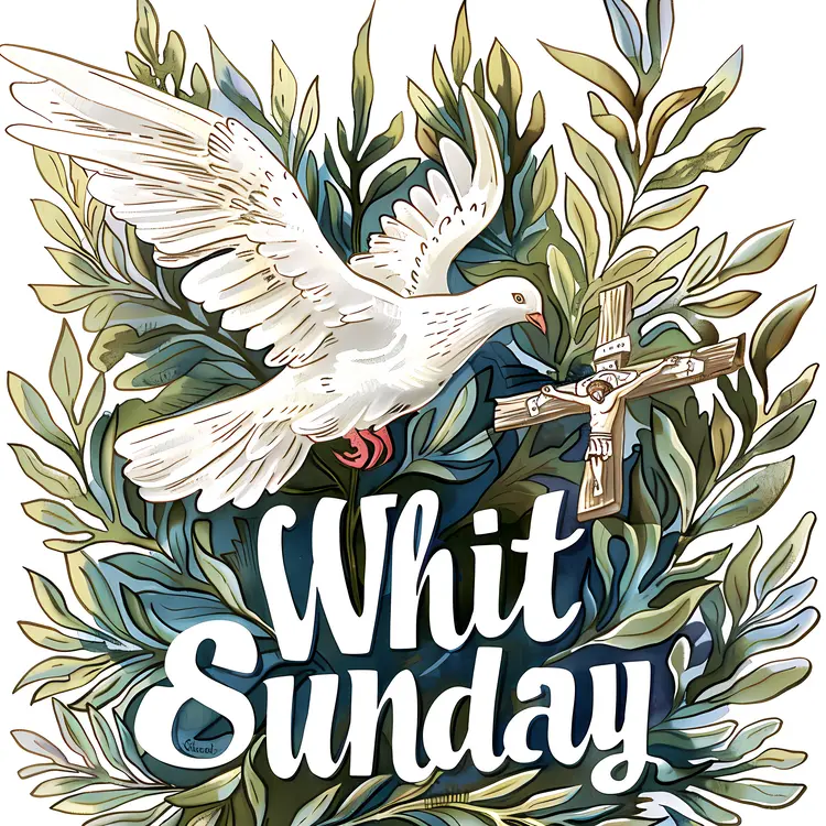 Whit Sunday with Dove and Leaves