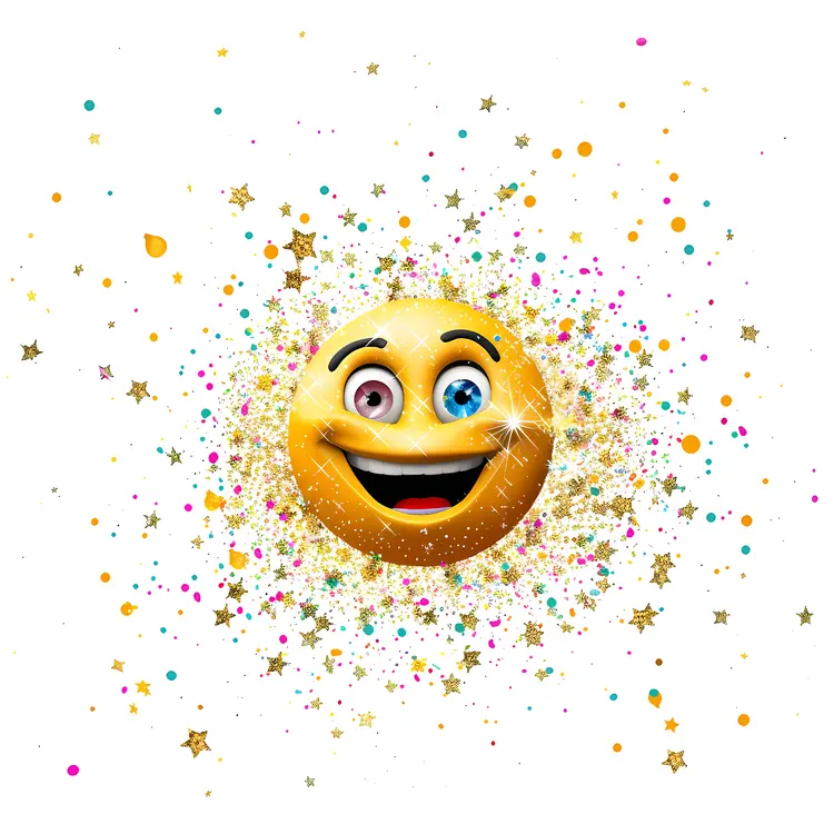 Colorful Confetti Smiley Face Emoji