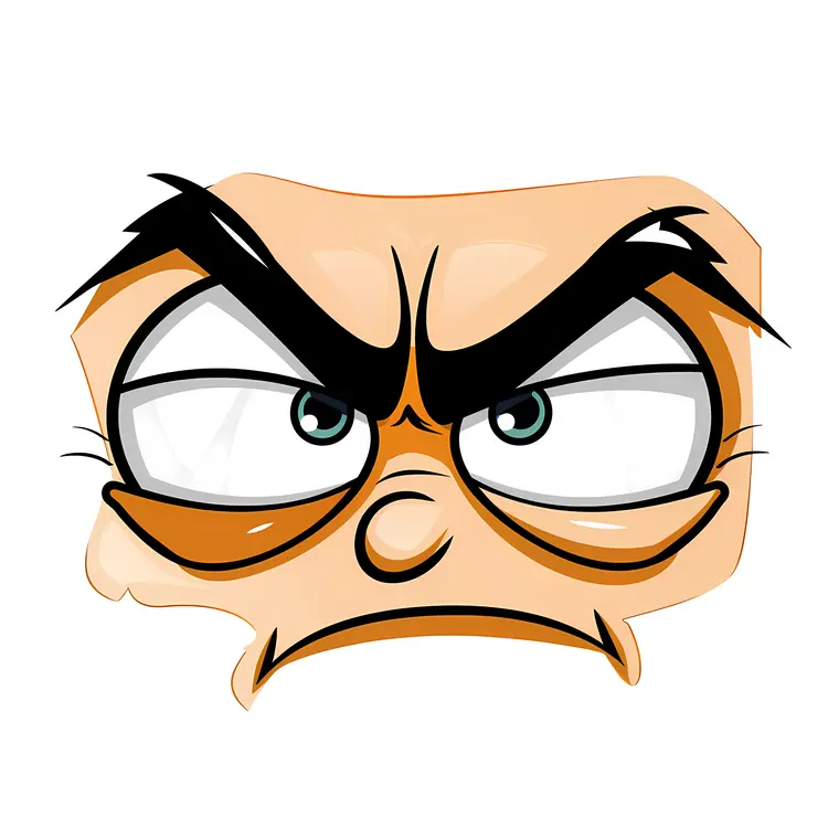 Cartoon Furious Face with Wrinkles