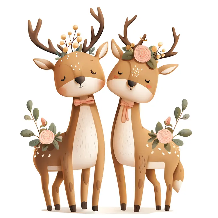 Cartoon Deer Wedding Couple