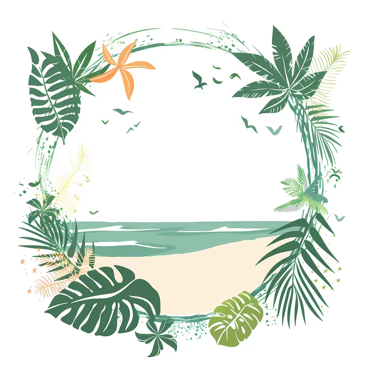 Beach and Leaves Summer Frame