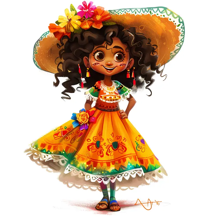 Girl in Colorful Traditional Dress
