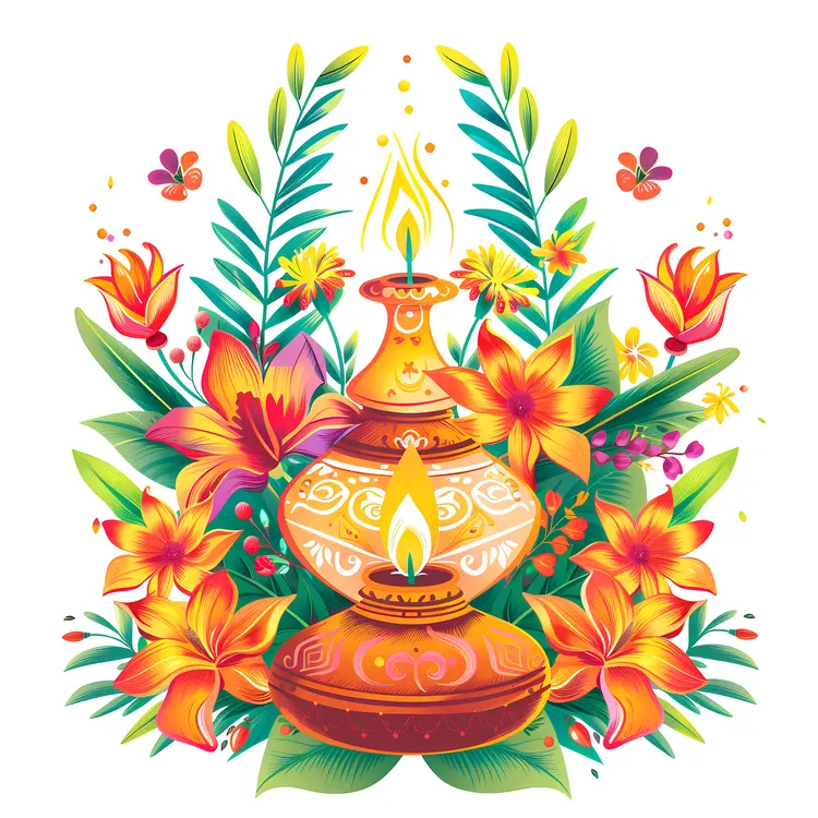 Decorative Lamp with Vibrant Flowers