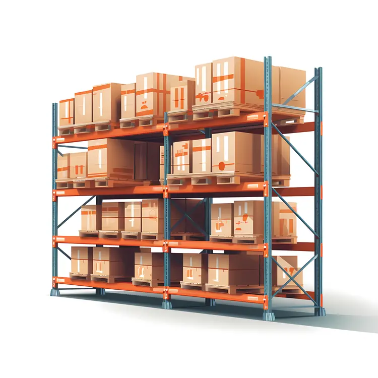 Warehouse Shelves with Cardboard Boxes
