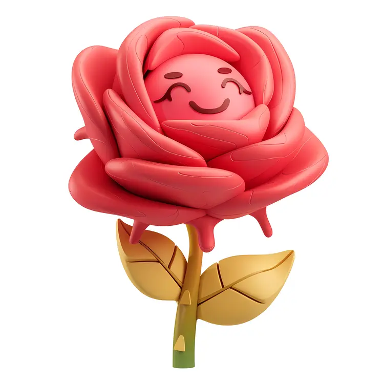 Smiling Cartoon Rose Flower
