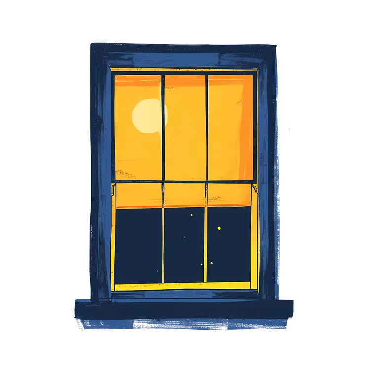 Nighttime Window with Warm Yellow Light