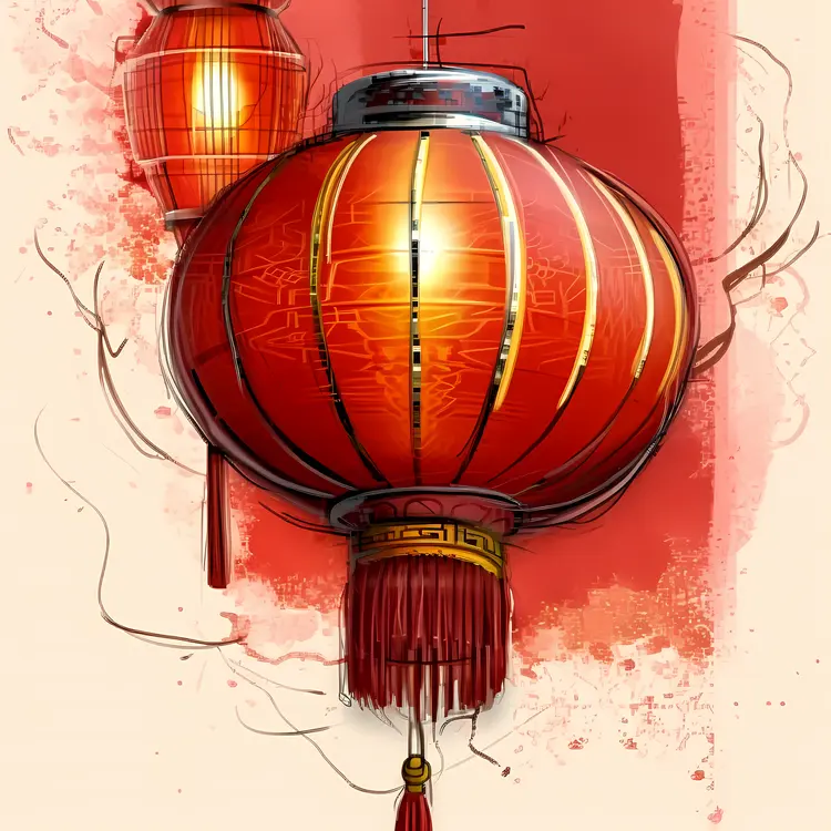 Traditional Red Chinese Lantern with Tassels