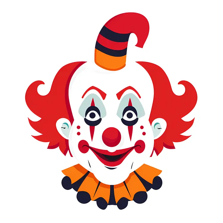 Red Haired Clown with Striped Hat